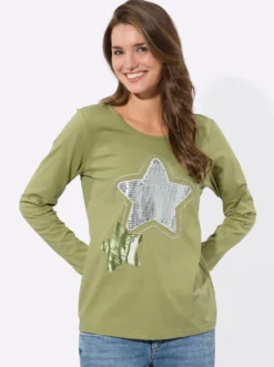 Rundhalsshirt mit Sternen-Motiv