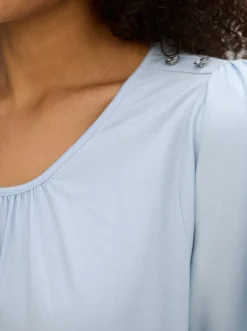 Rundhalsshirt mit Tulpenärmeln