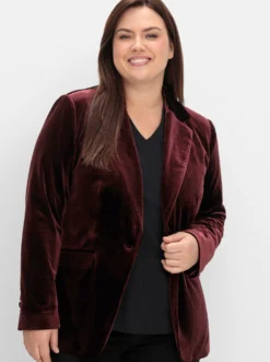 Samtblazer mit Stretch-Anteil, gefüttert