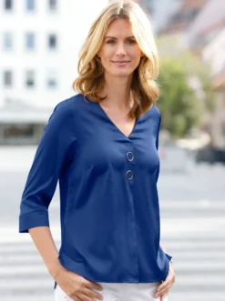 Satinbluse mit Schmuck-Element