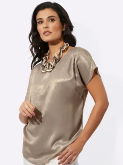 Schlupf-Bluse mit Metallic-Beschichtung
