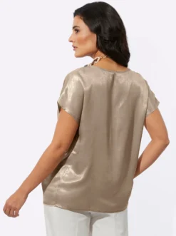 Schlupf-Bluse mit Metallic-Beschichtung