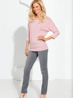 Schlupfjeans mit geripptem Strick-Dehnbund