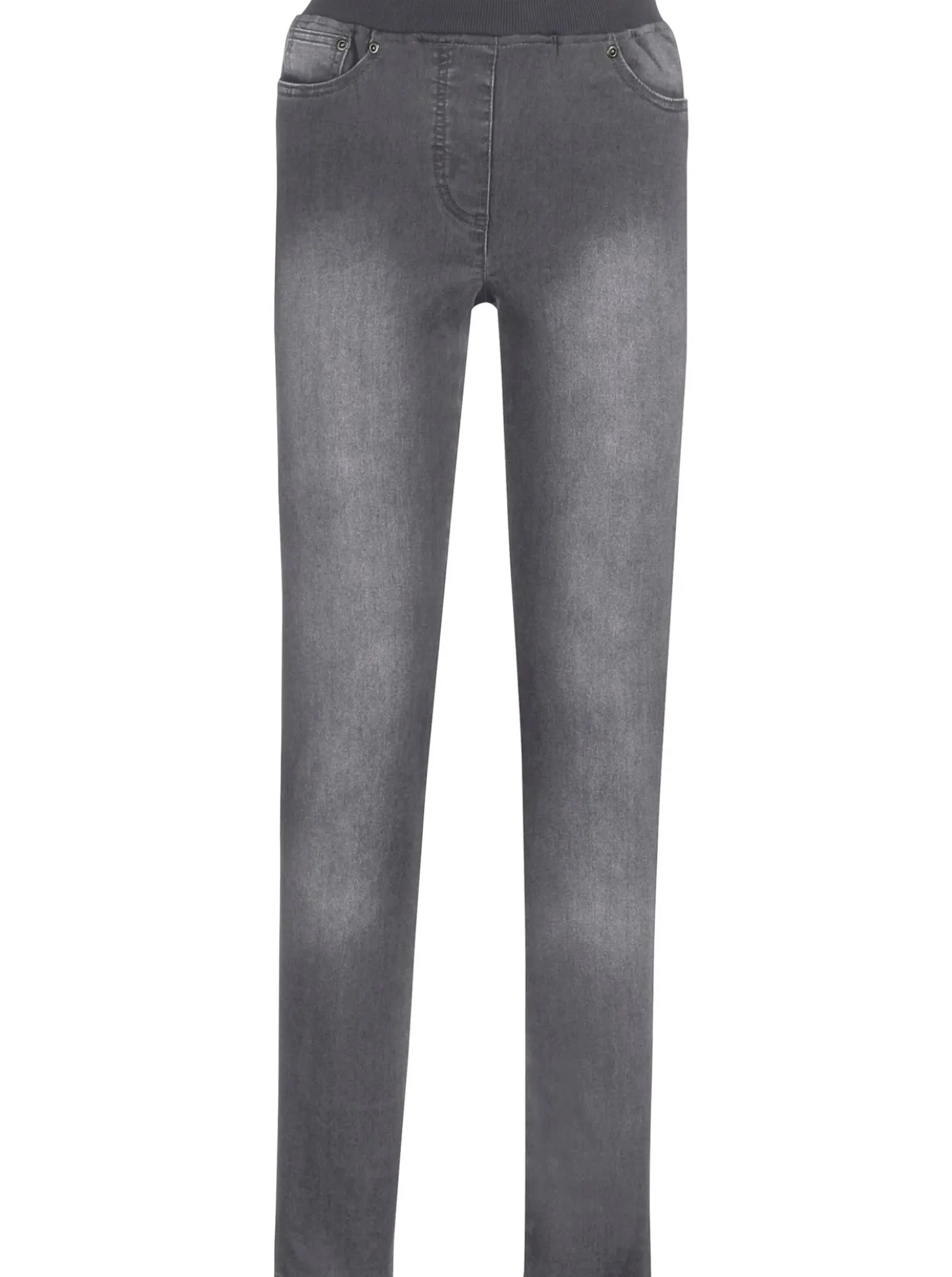 Schlupfjeans mit geripptem Strick-Dehnbund