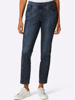 Schlupfjeans mit Längsnähten