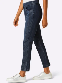 Schlupfjeans mit Längsnähten