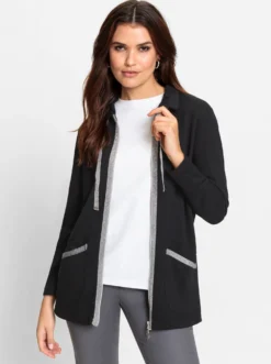 Shirtjacke mit Glitzer-Effekten