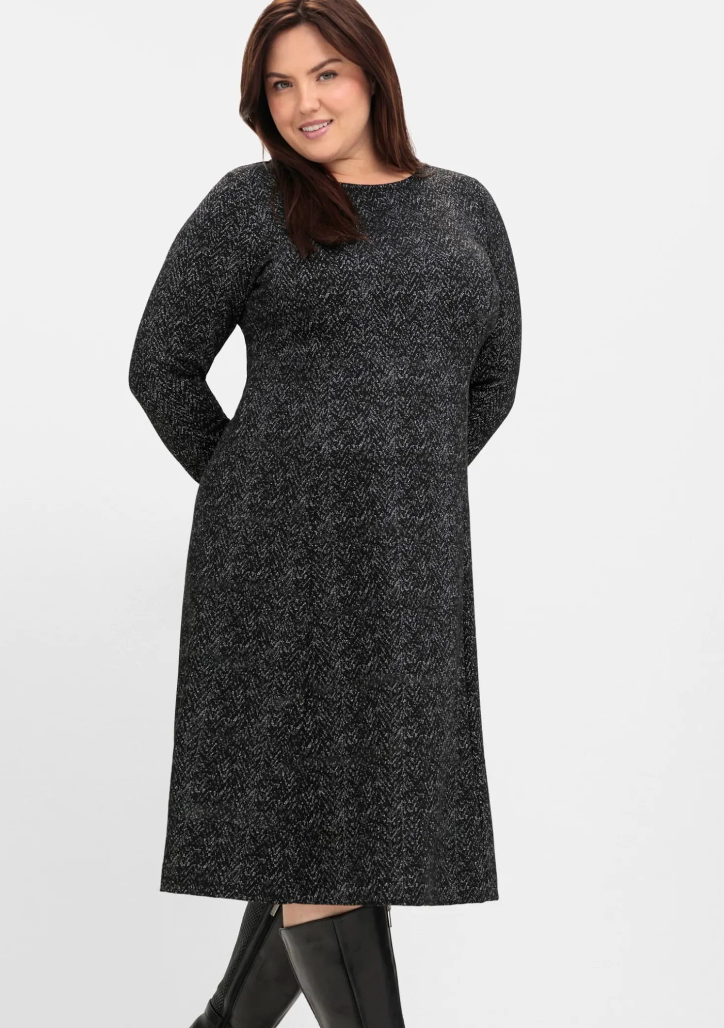 Shirtkleid mit Jacquardmuster bedruckt
