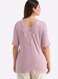 Spitzenshirt mit beidseitigem, tiefem V