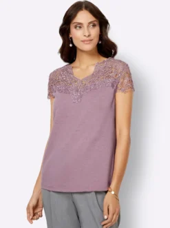 Spitzenshirt mit transparenter Spitze