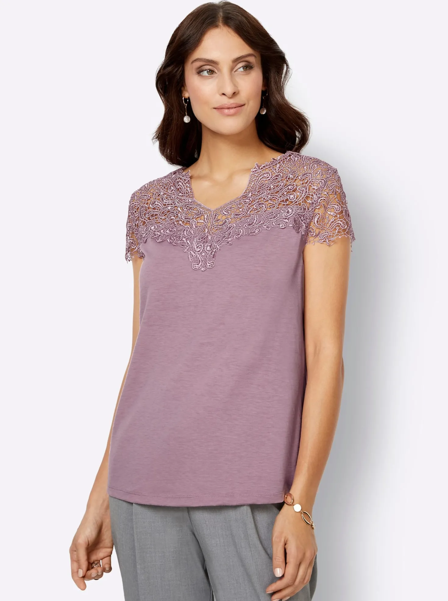 Spitzenshirt mit transparenter Spitze