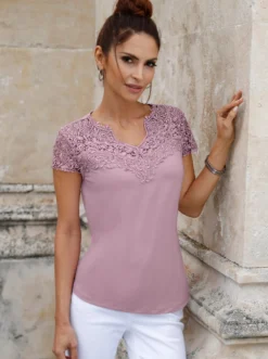 Spitzenshirt mit transparenter Spitze