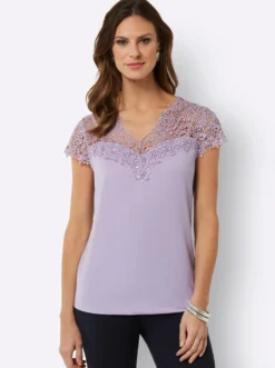 Spitzenshirt mit transparenter Spitze
