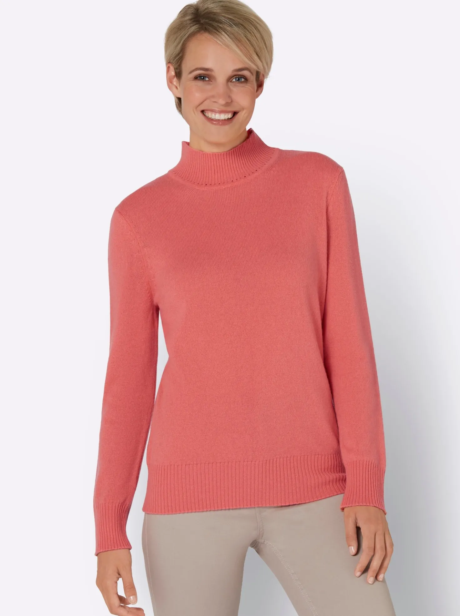 Stehkragenpullover aus reinem Kaschmir