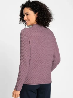 Stehkragenpullover im Strickmuster-Mix