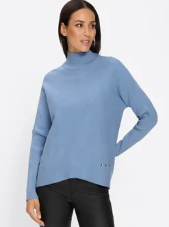 Stehkragenpullover mit Fledermaus-Ärmeln
