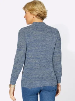 Stehkragenpullover mit Intarsien-Strickmuster