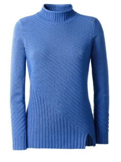 Stehkragenpullover mit Strickmuster