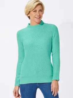 Stehkragenpullover mit Struktur-Muster