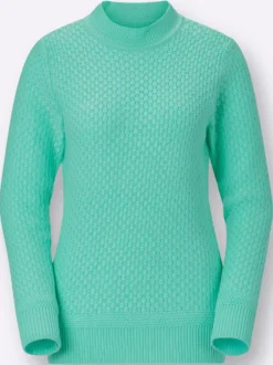 Stehkragenpullover mit Struktur-Muster
