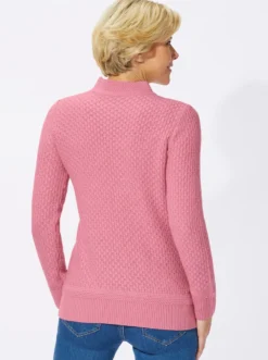 Stehkragenpullover mit Struktur-Muster