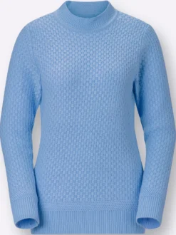 Stehkragenpullover mit Struktur-Muster