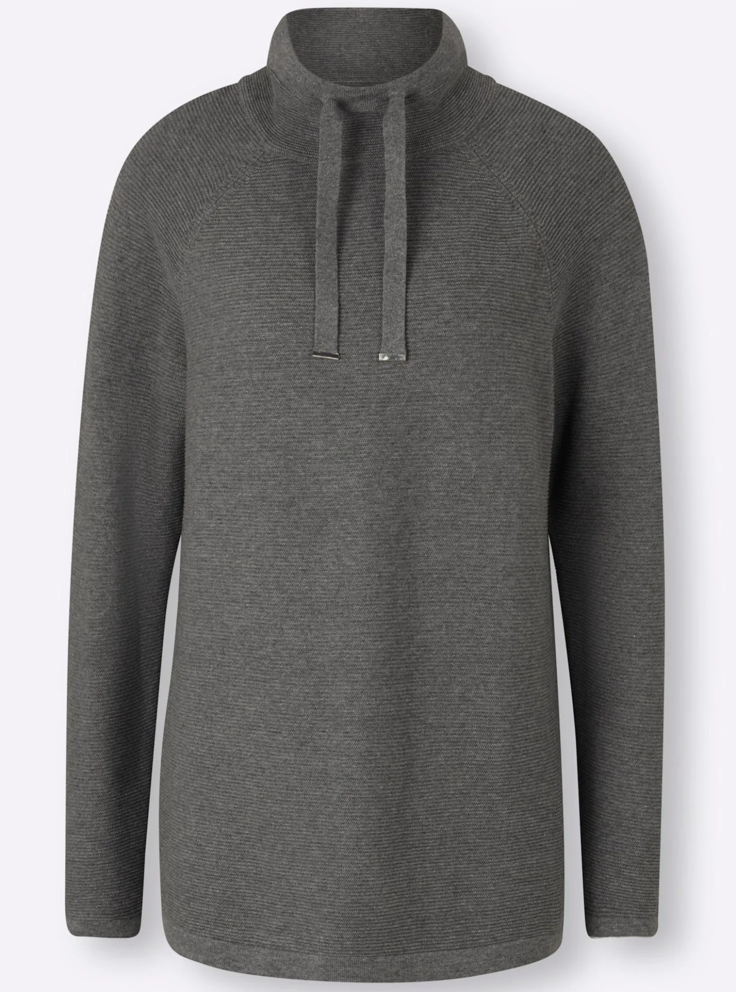 Stehkragenpullover mit Zierbändern