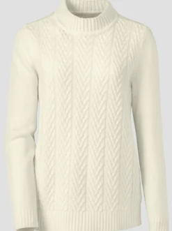 Stehkragenpullover mit Zopfmuster
