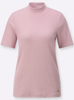 Stehkragenshirt in Baumwoll-Qualität