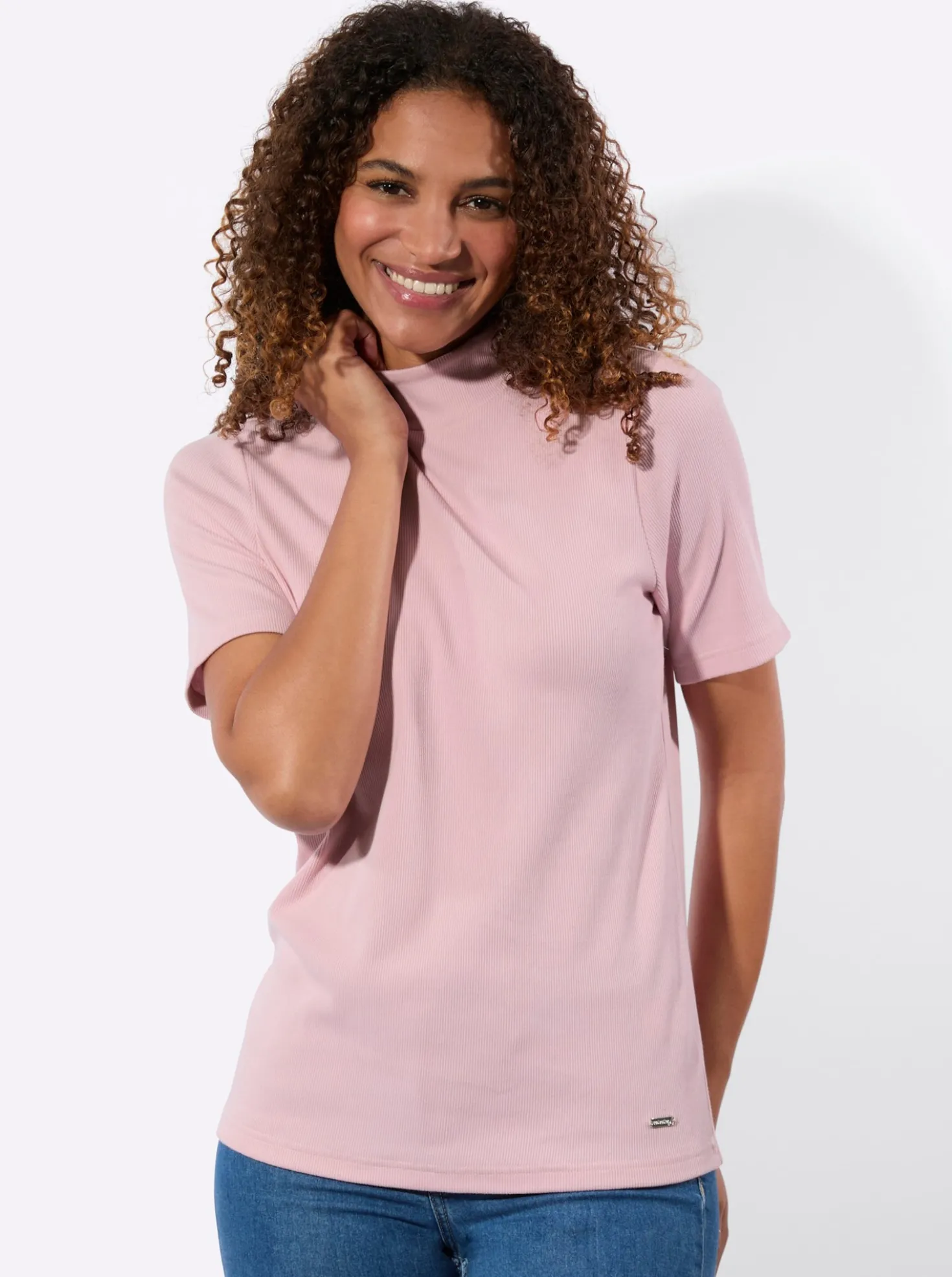 Stehkragenshirt in Baumwoll-Qualität