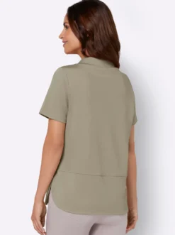 Stehkragenshirt mit Glitzersteinchen