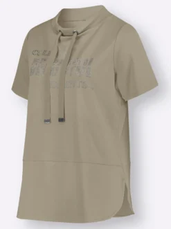 Stehkragenshirt mit Glitzersteinchen