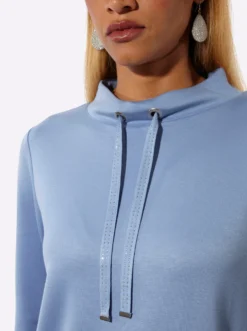 Stehkragenshirt mit Metall-Steinchen auf Bindeband