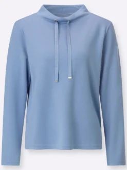 Stehkragenshirt mit Metall-Steinchen auf Bindeband