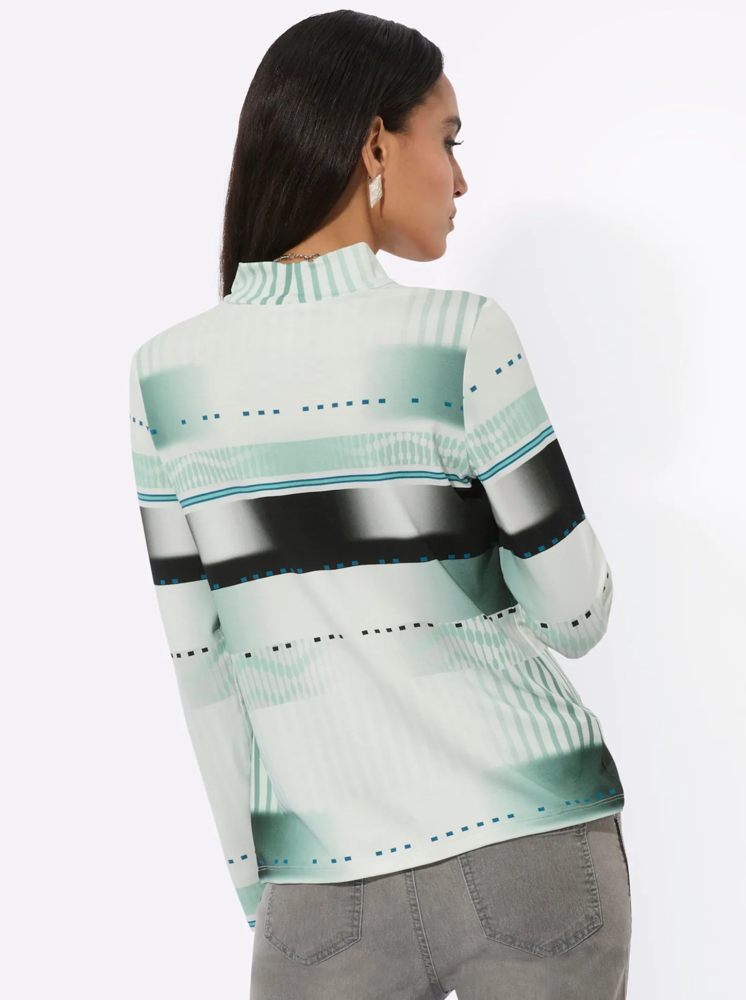 Stehkragenshirt mit platziertem Druck