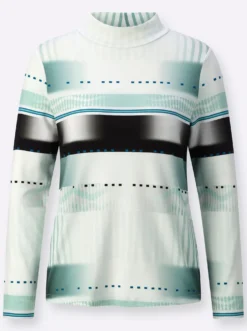 Stehkragenshirt mit platziertem Druck