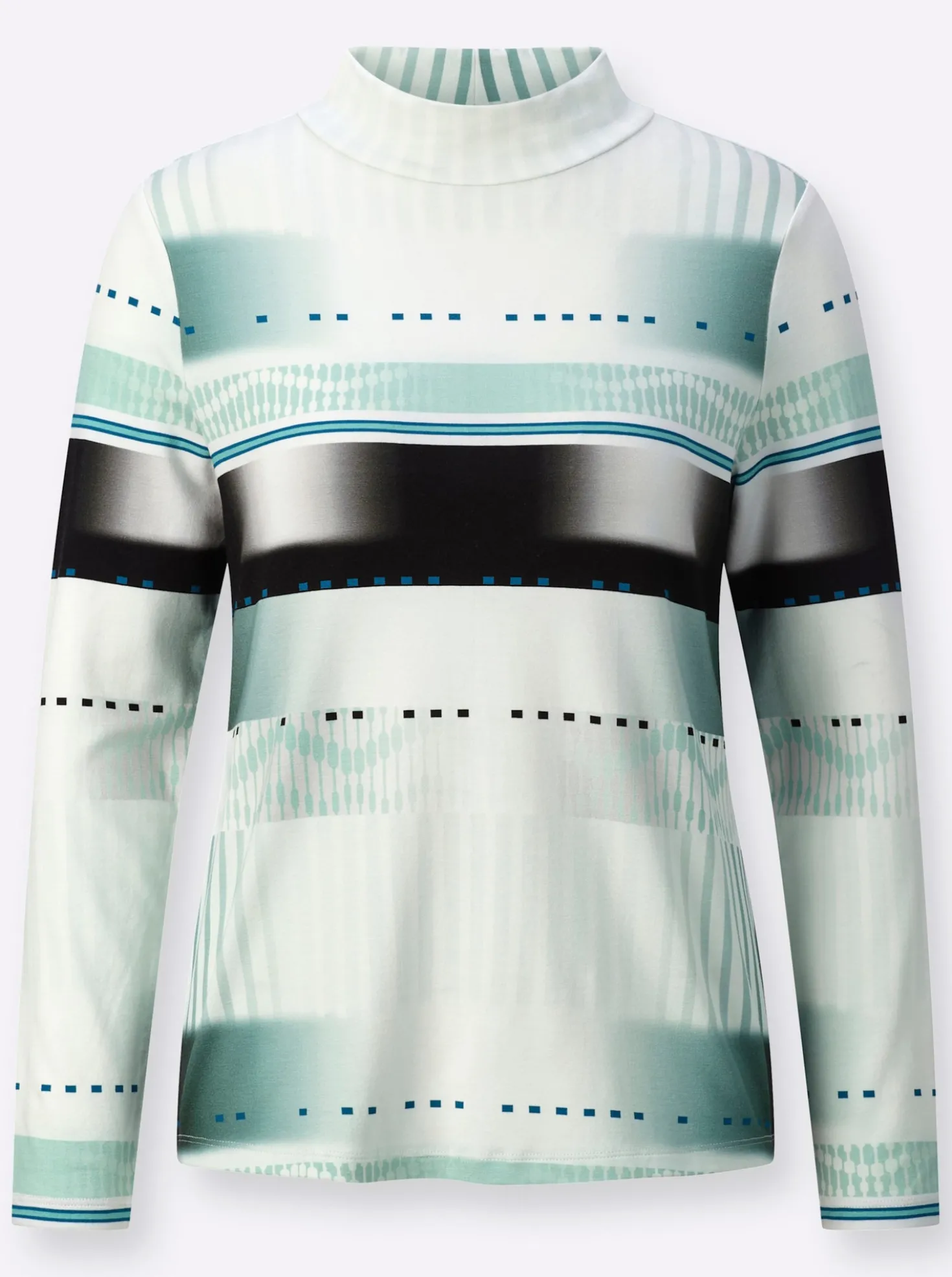 Stehkragenshirt mit platziertem Druck