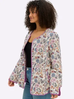 Steppjacke mit Allover-Blumenmuster