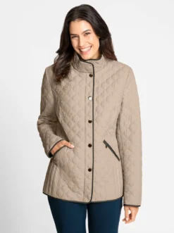 Steppjacke mit kontrastfarbenen Paspeln