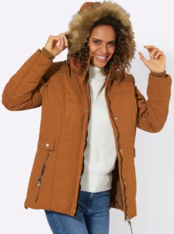 Steppjacke mit Pelz-Imitat, abknöpfbar