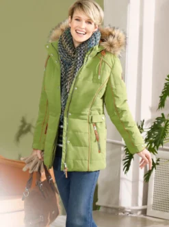 Steppjacke mit Pelz-Imitat, abknöpfbar