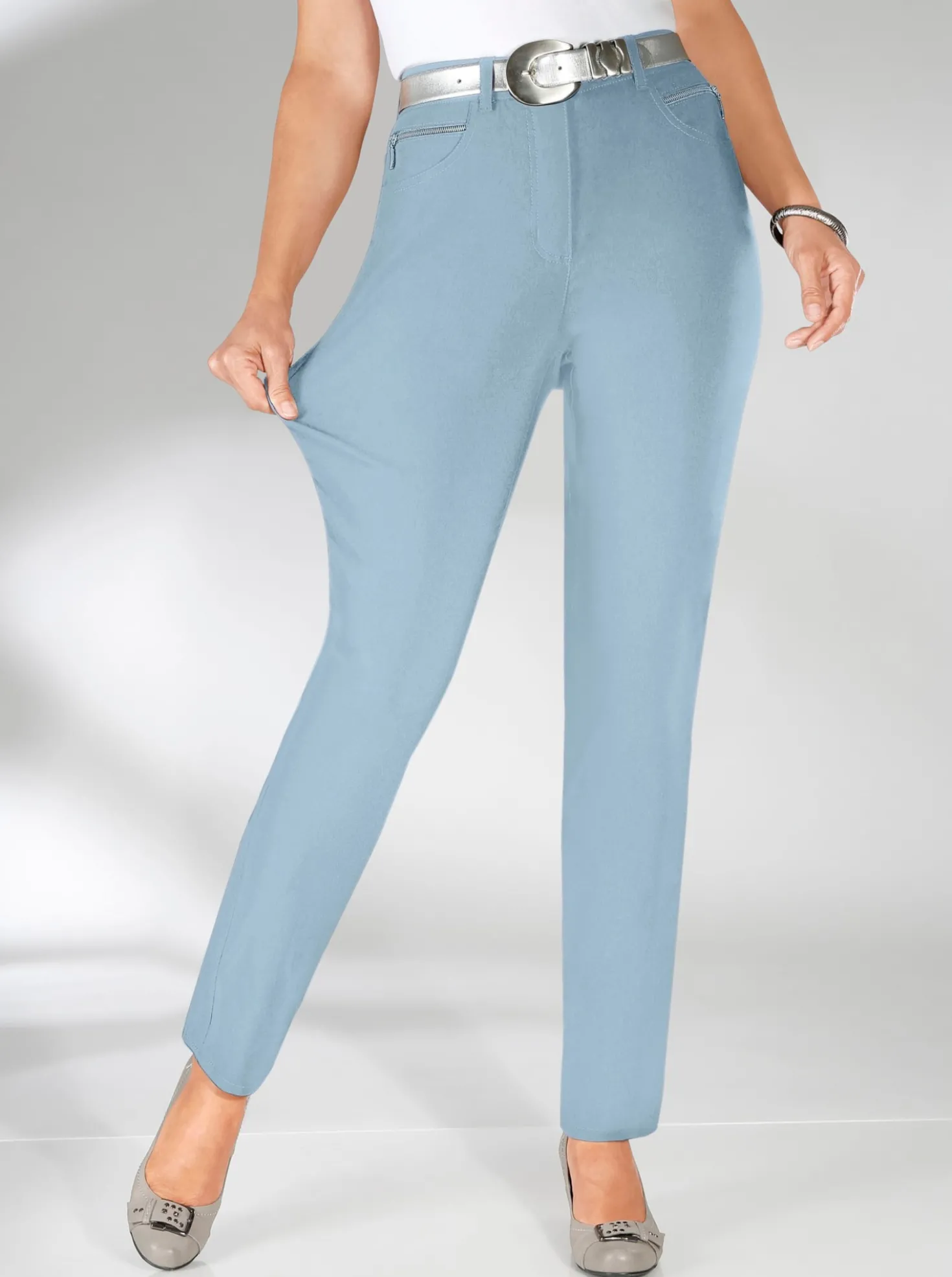 Stretch-Hose mit Zier-Taschen vorne