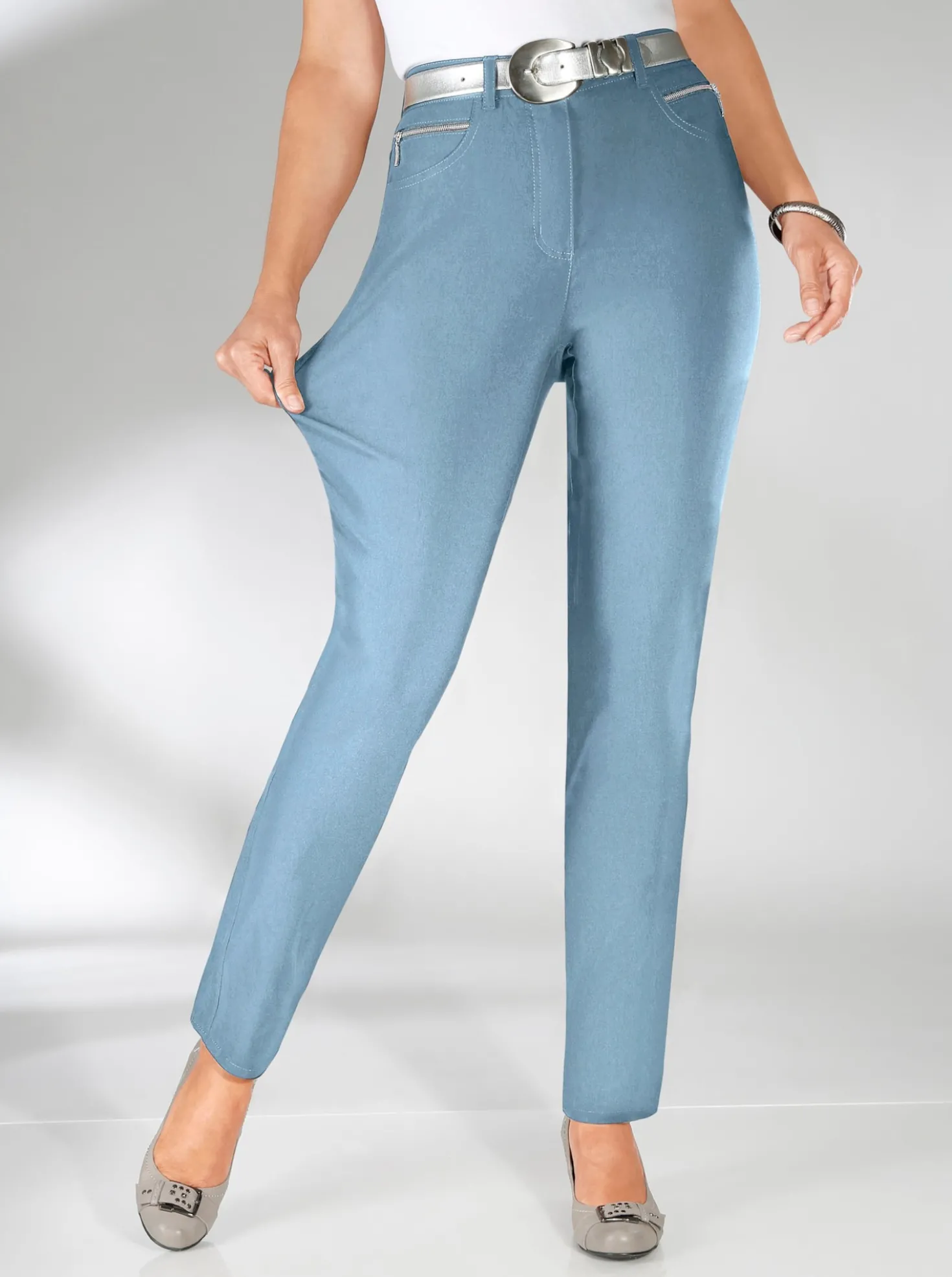 Stretch-Hose mit Zier-Taschen vorne