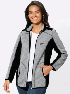 Strickfleecejacke mit Kontrasteinsätzen