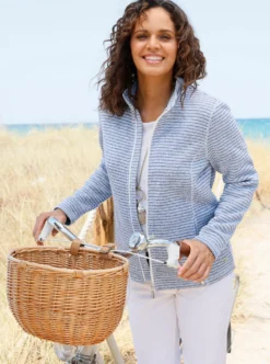 Strickfleecejacke mit Nahttaschen