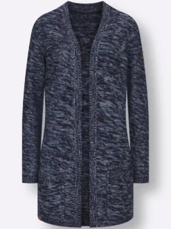 Strickjacke in Longform, meliert