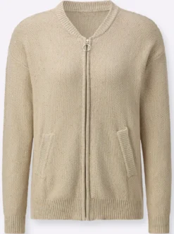 Strickjacke mit Glanzgarn und Pailletten
