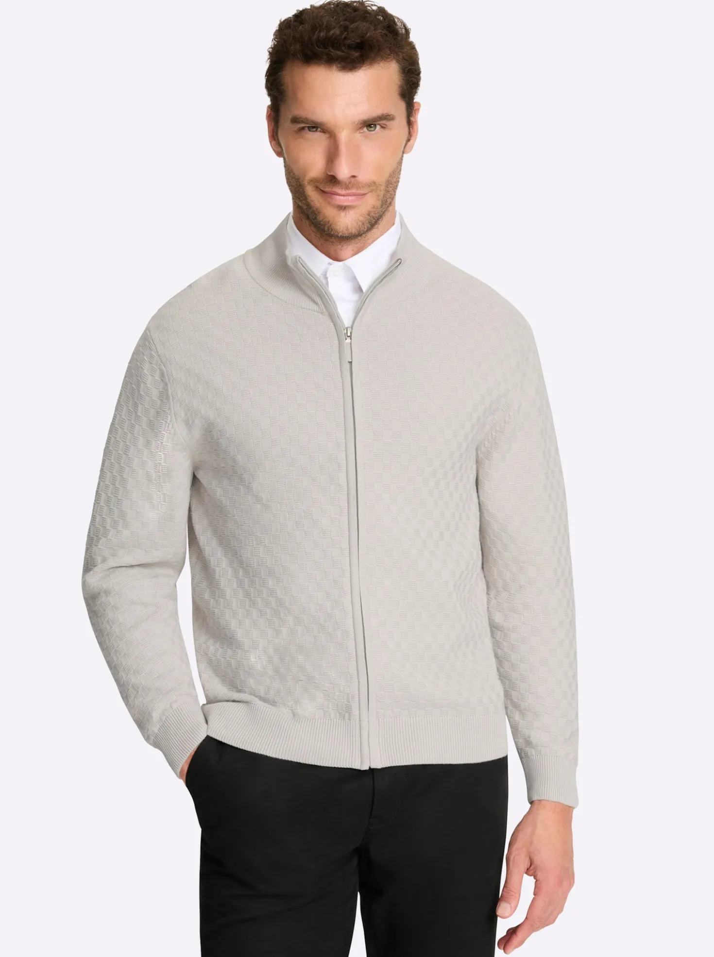 Strickjacke mit verdecktem Reißverschluss
