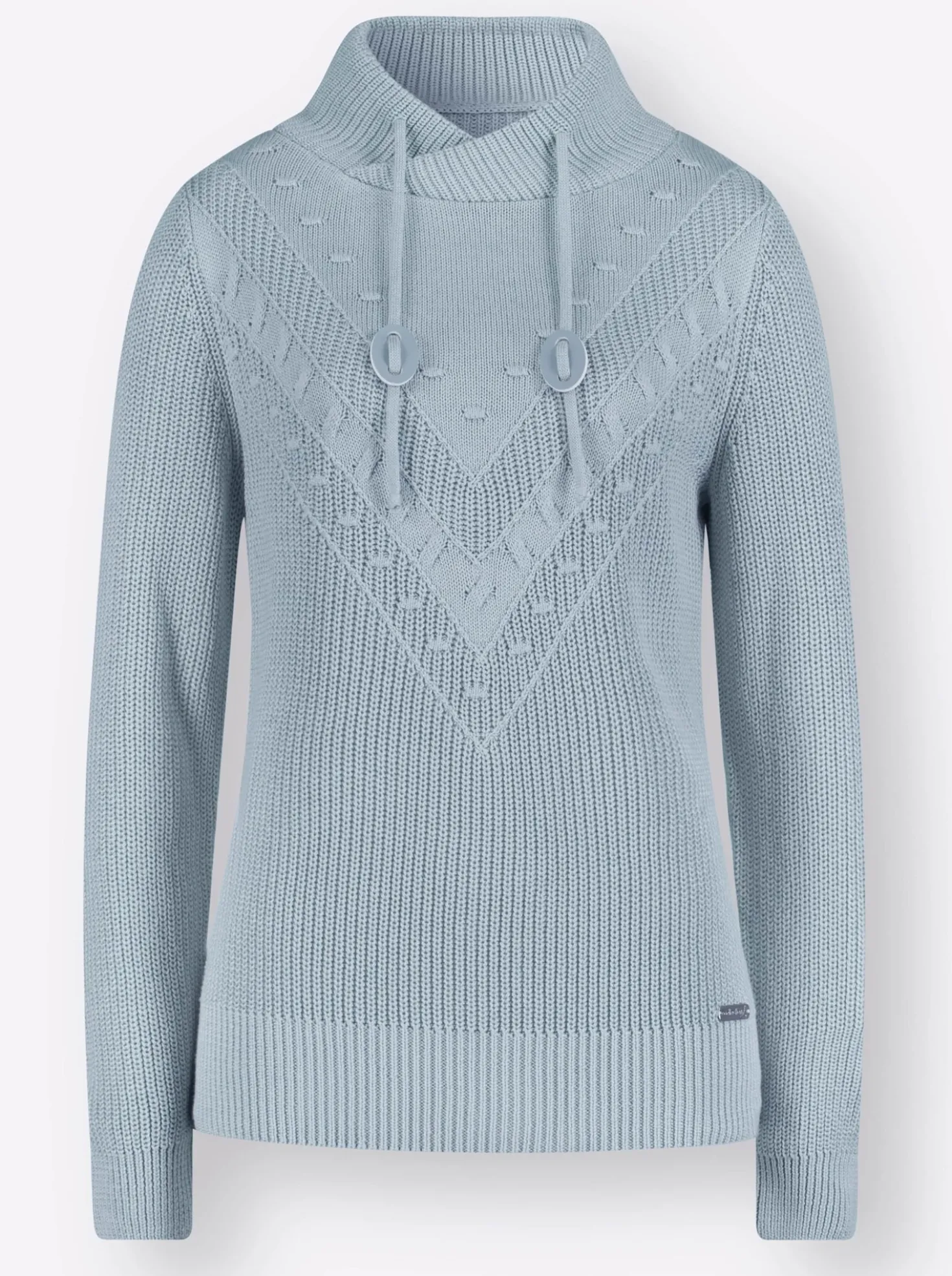 Strickpullover mit überlappendem Stehkragen