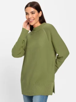 Strickpullover mit Zierknopfleiste im Rücken